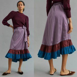 Anthropologie Sachin & Babi Colorblock Ruffle Bow Skirt Sz 0
